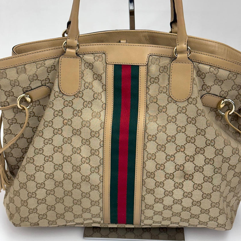 Gucci Borsa Web Large Tote Supreme in Tela GG con Nappine