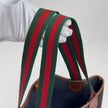 Gucci Borsa Web vintage a spalla in tela Micro GG nera e pelle marrone