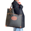 Gucci Borsa Web vintage a spalla in tela Micro GG nera e pelle marrone