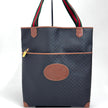 Gucci Borsa Web vintage a spalla in tela Micro GG nera e pelle marrone