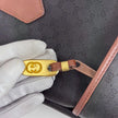Gucci Borsa Web vintage a spalla in tela Micro GG nera e pelle marrone