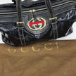 Gucci Borsa a Spalla Britt in Vernice Nera con Logo Smaltato