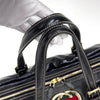 Gucci Borsa a Spalla Britt in Vernice Nera con Logo Smaltato