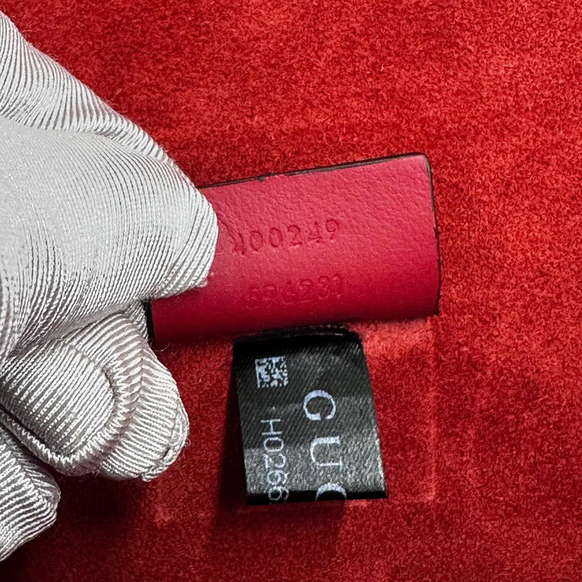 Gucci Borsa a Spalla Dionysus GG Supreme Grande con Dettaglio in Suede Rosso