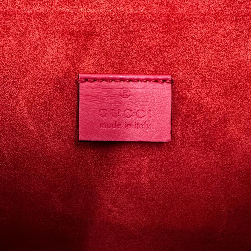 Gucci Borsa a Spalla Dionysus GG Supreme Grande con Dettaglio in Suede Rosso