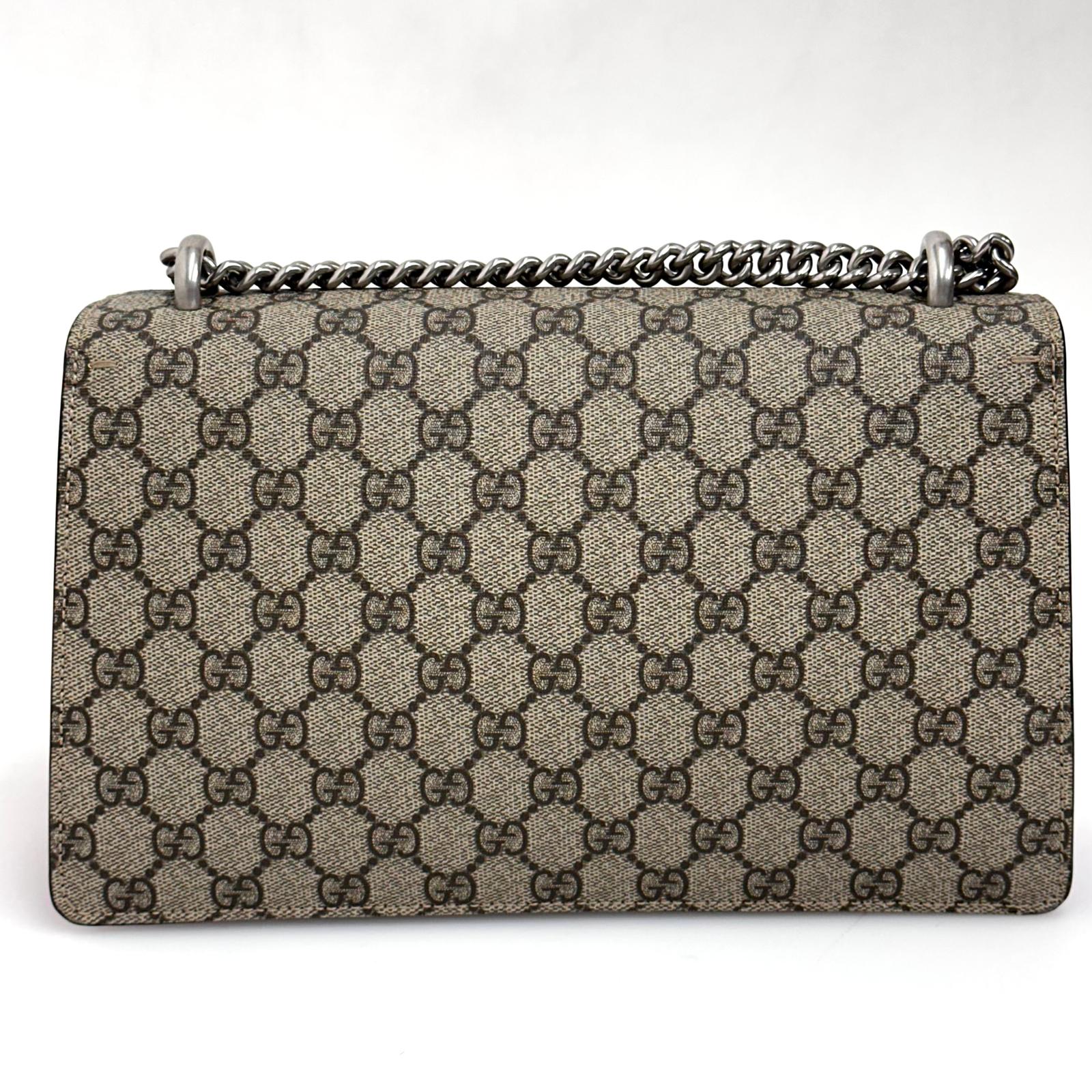 Gucci Borsa a Spalla Dionysus GG Supreme Grande con Dettaglio in Suede Rosso