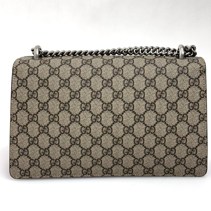 Gucci Borsa a Spalla Dionysus GG Supreme Grande con Dettaglio in Suede Rosso