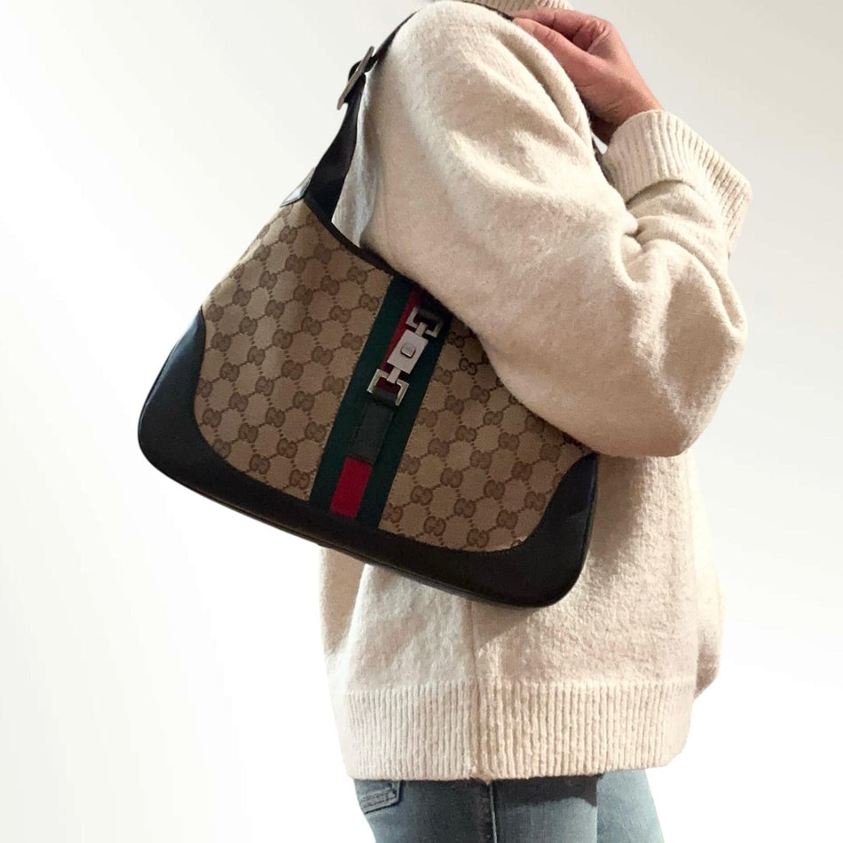 Gucci Borsa a Spalla Jackie Web in Tela GG Supreme