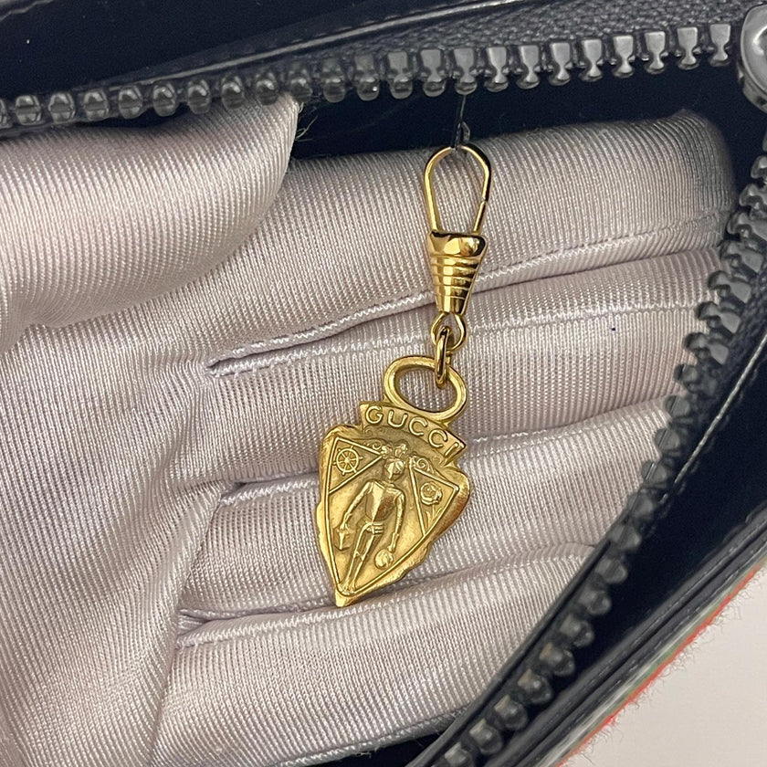 Gucci Borsa a Spalla Vintage in Pelle Nera con Fascia Web