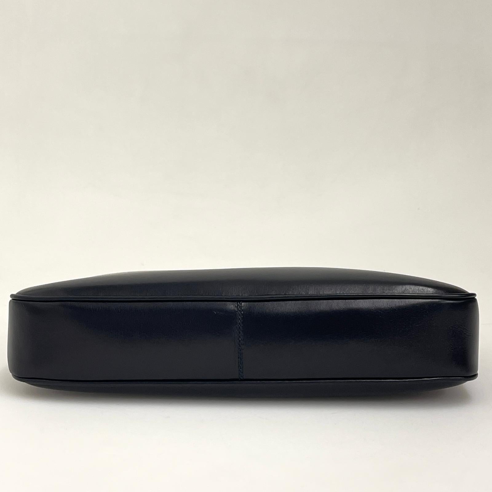 Gucci Borsa a Spalla Vintage in Pelle Nera con Fascia Web