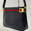 Gucci Borsa a Spalla Vintage in Pelle Nera con Fascia Web