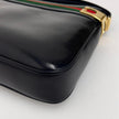 Gucci Borsa a Spalla Vintage in Pelle Nera con Fascia Web