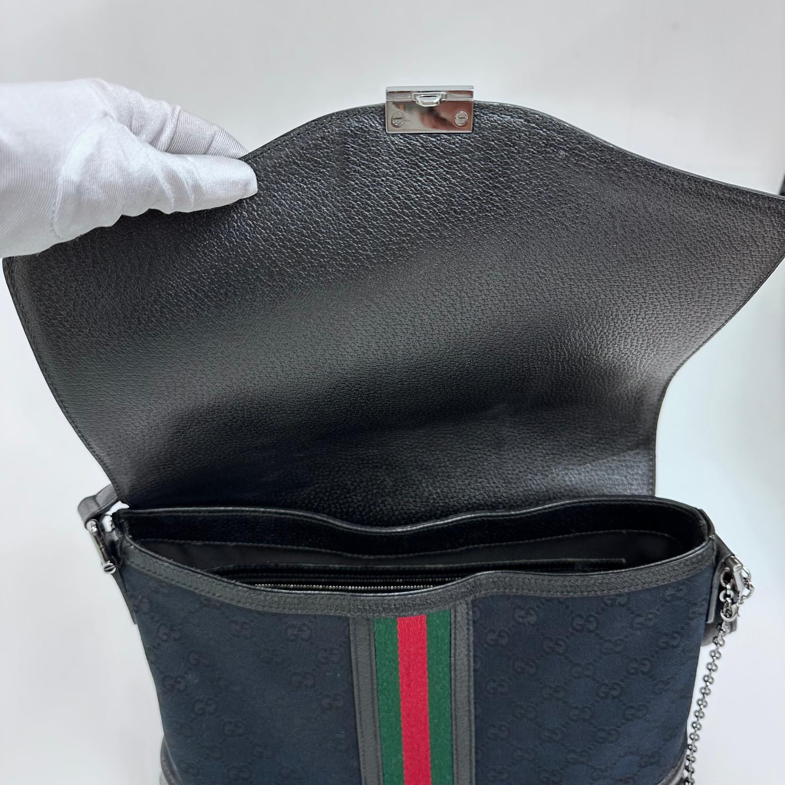 Gucci Borsa a Spalla in Tessuto GG Nero Linea Sherry