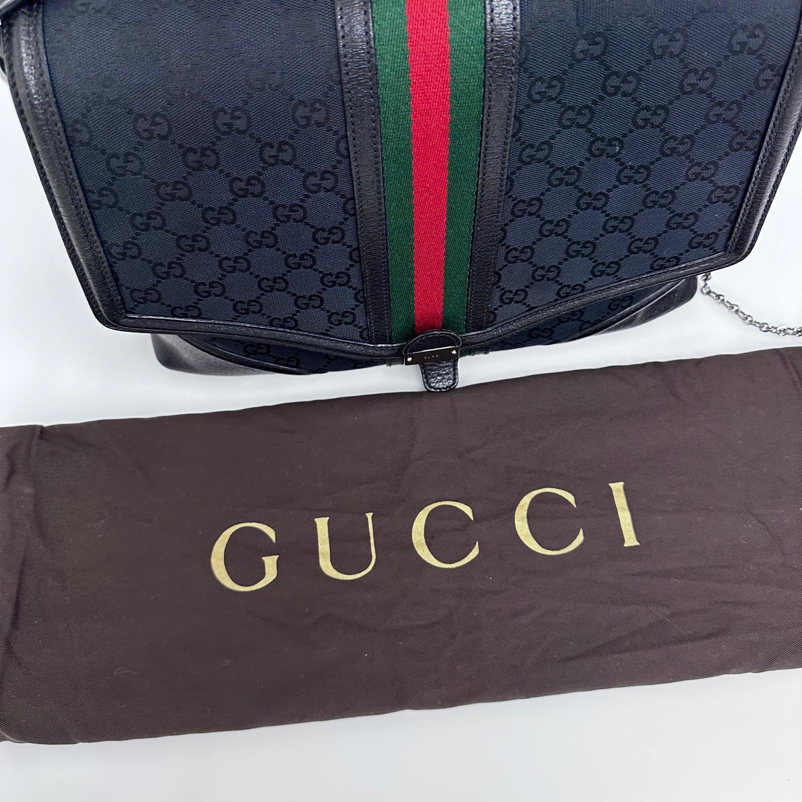Gucci Borsa a Spalla in Tessuto GG Nero Linea Sherry