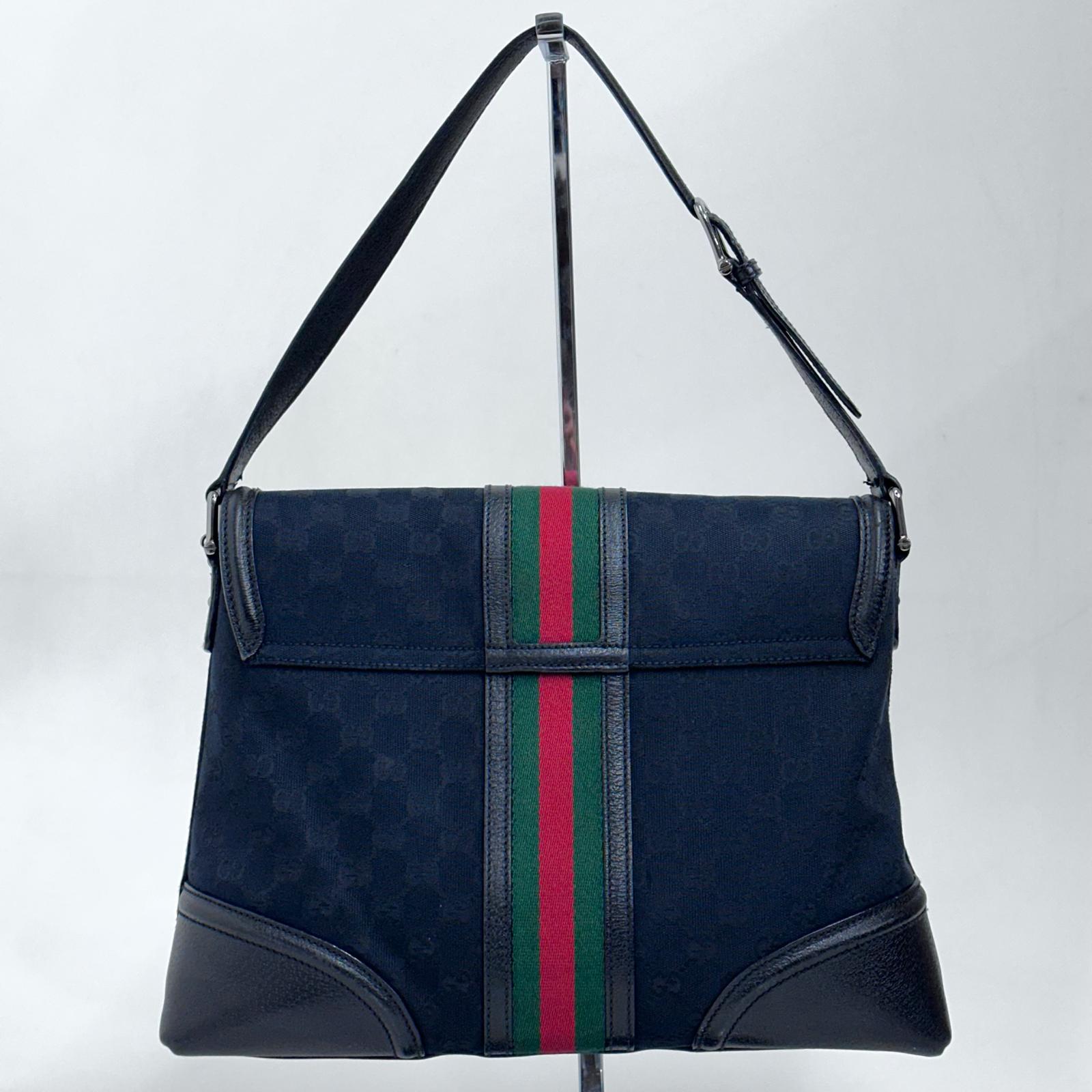 Gucci Borsa a Spalla in Tessuto GG Nero Linea Sherry