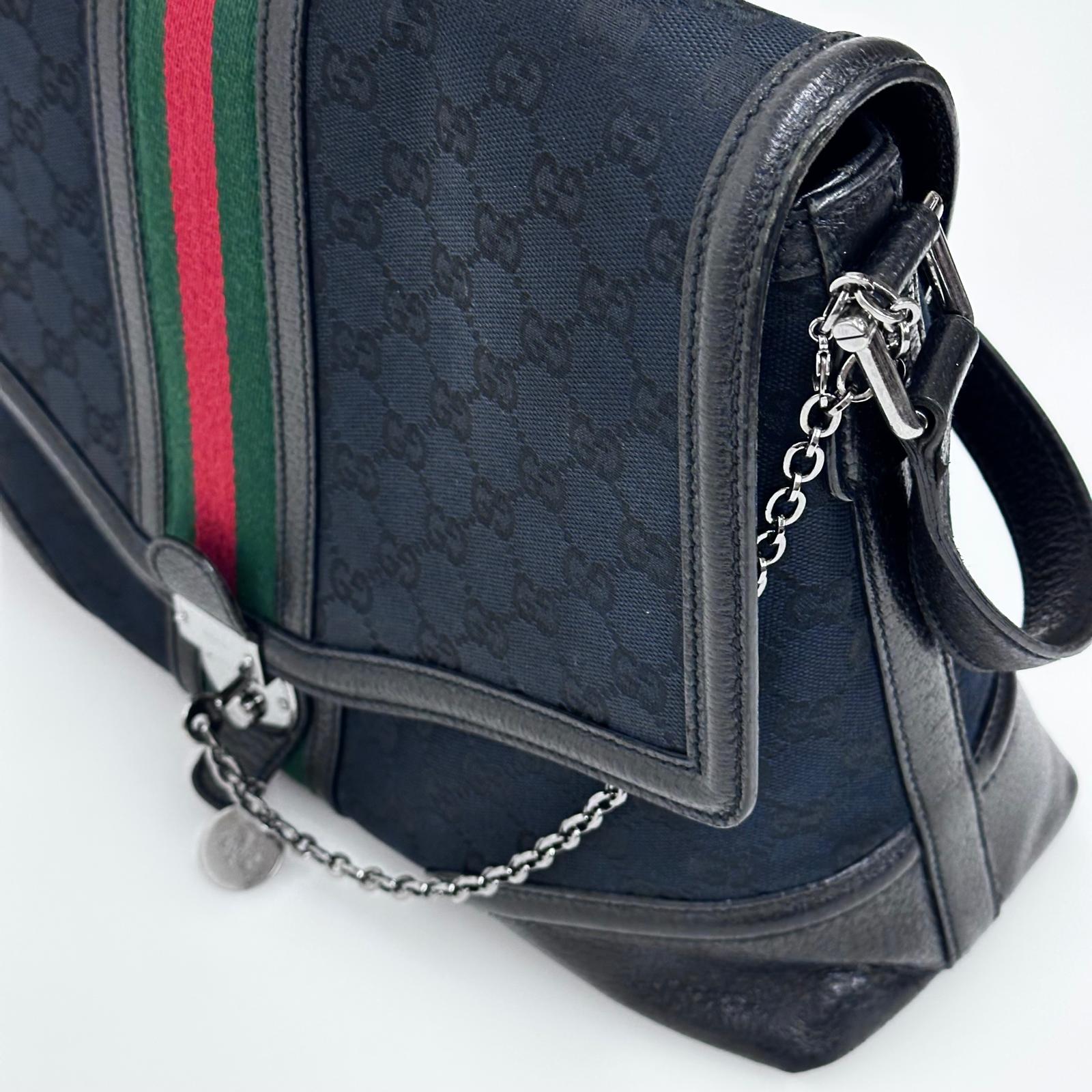 Gucci Borsa a Spalla in Tessuto GG Nero Linea Sherry