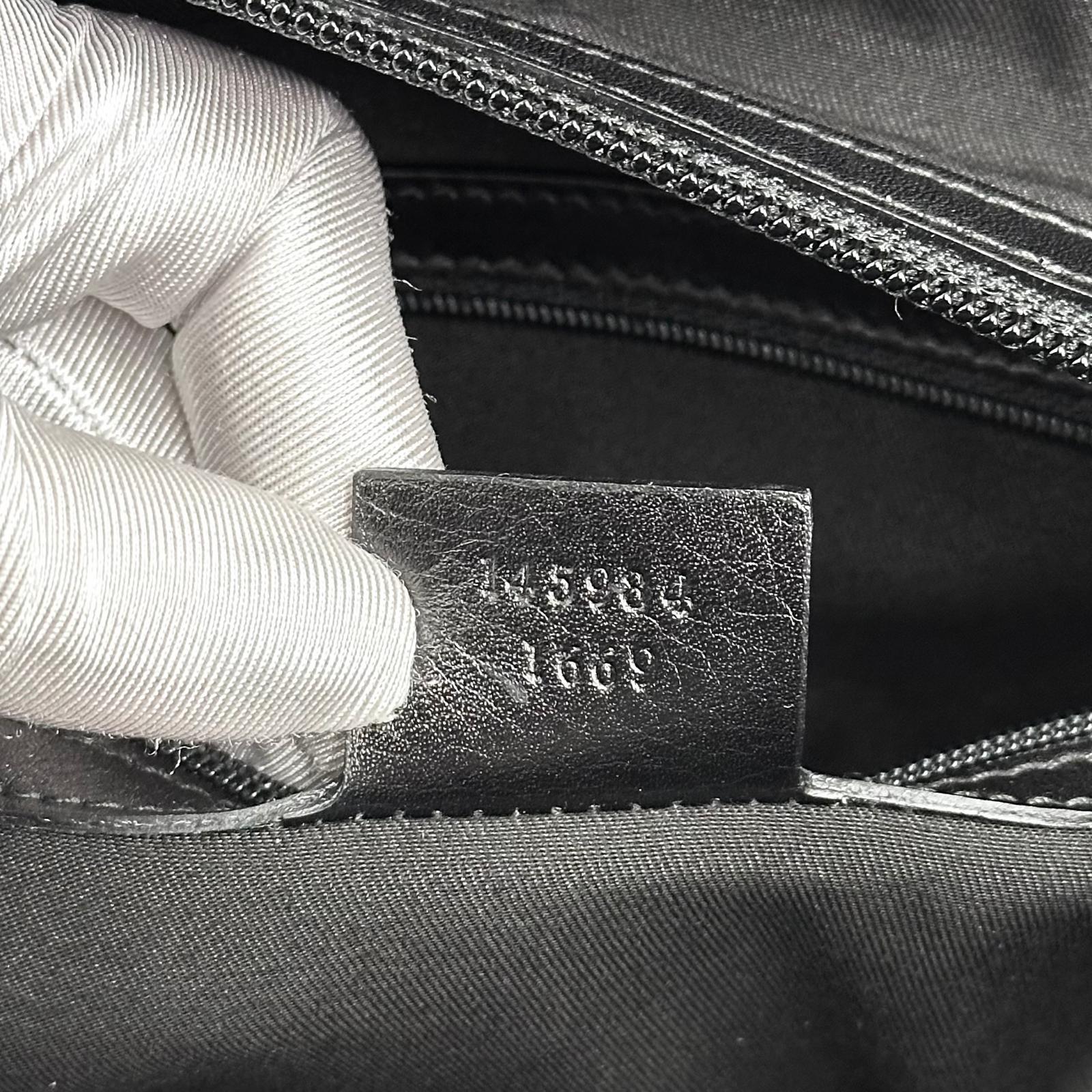 Gucci Borsa a Spalla in Tessuto GG Nero e Pelle