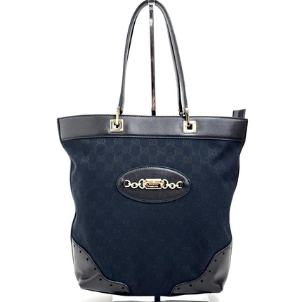 Gucci Borsa a Spalla in Tessuto GG Nero e Pelle