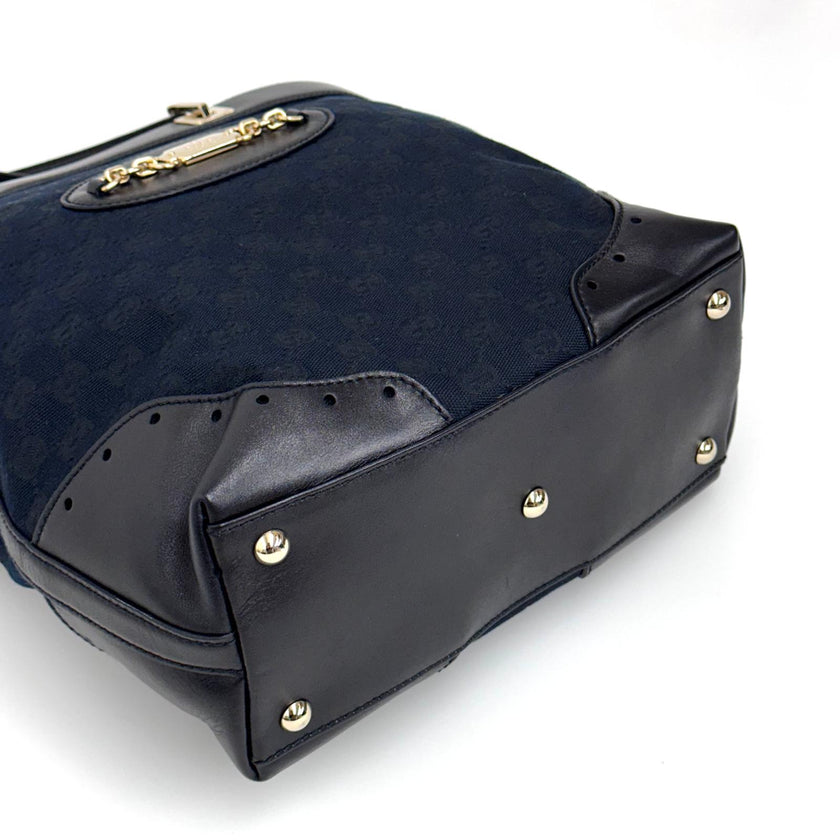 Gucci Borsa a Spalla in Tessuto GG Nero e Pelle