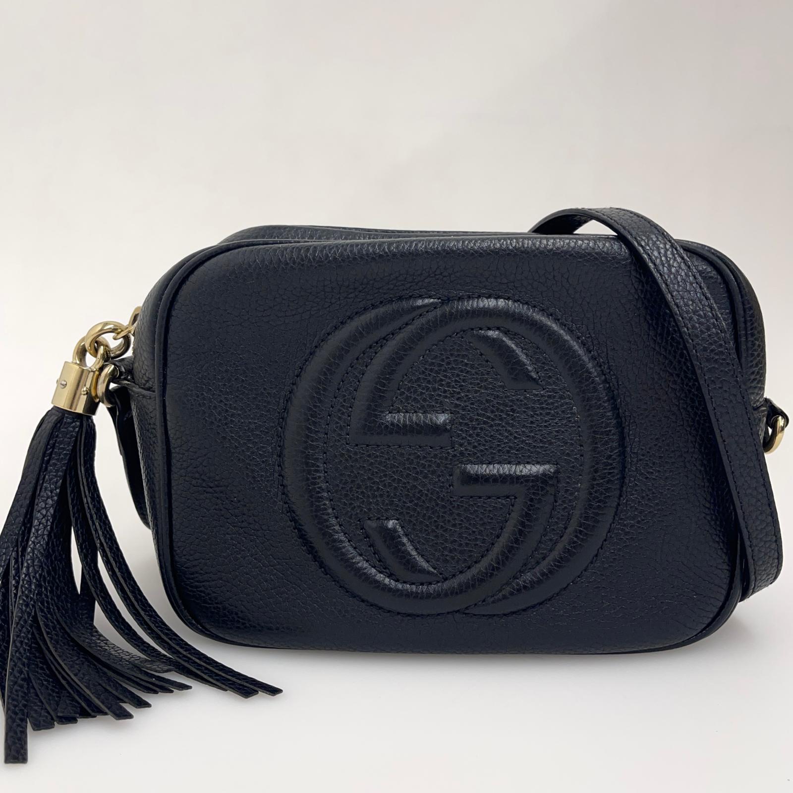 Gucci Borsa a Tracolla Soho Camera in Pelle Nera Martellata