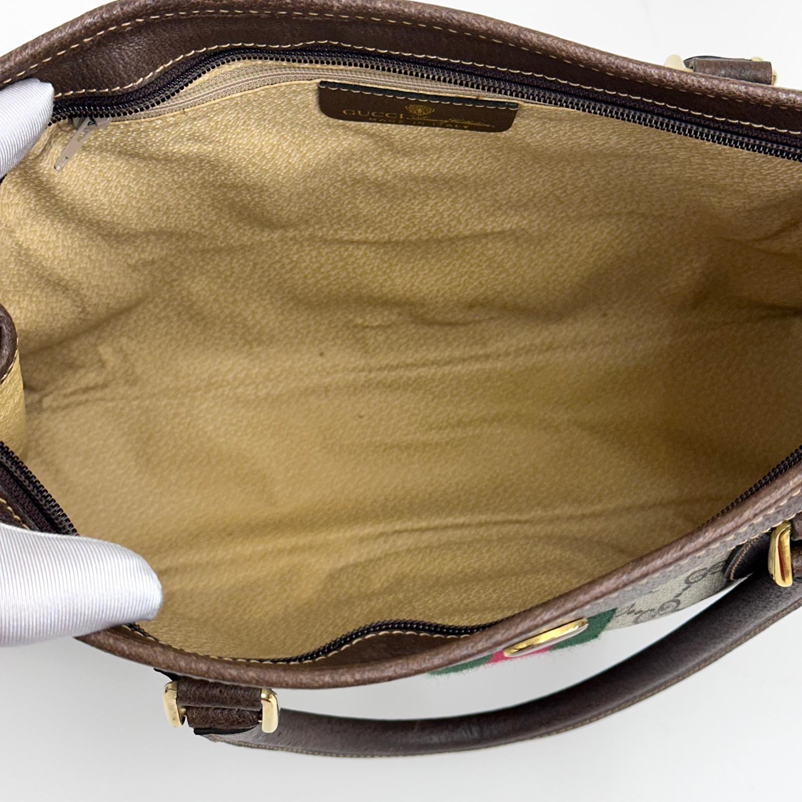 Gucci Borsa a mano GG Supreme con banda Web verde/rossa heritage