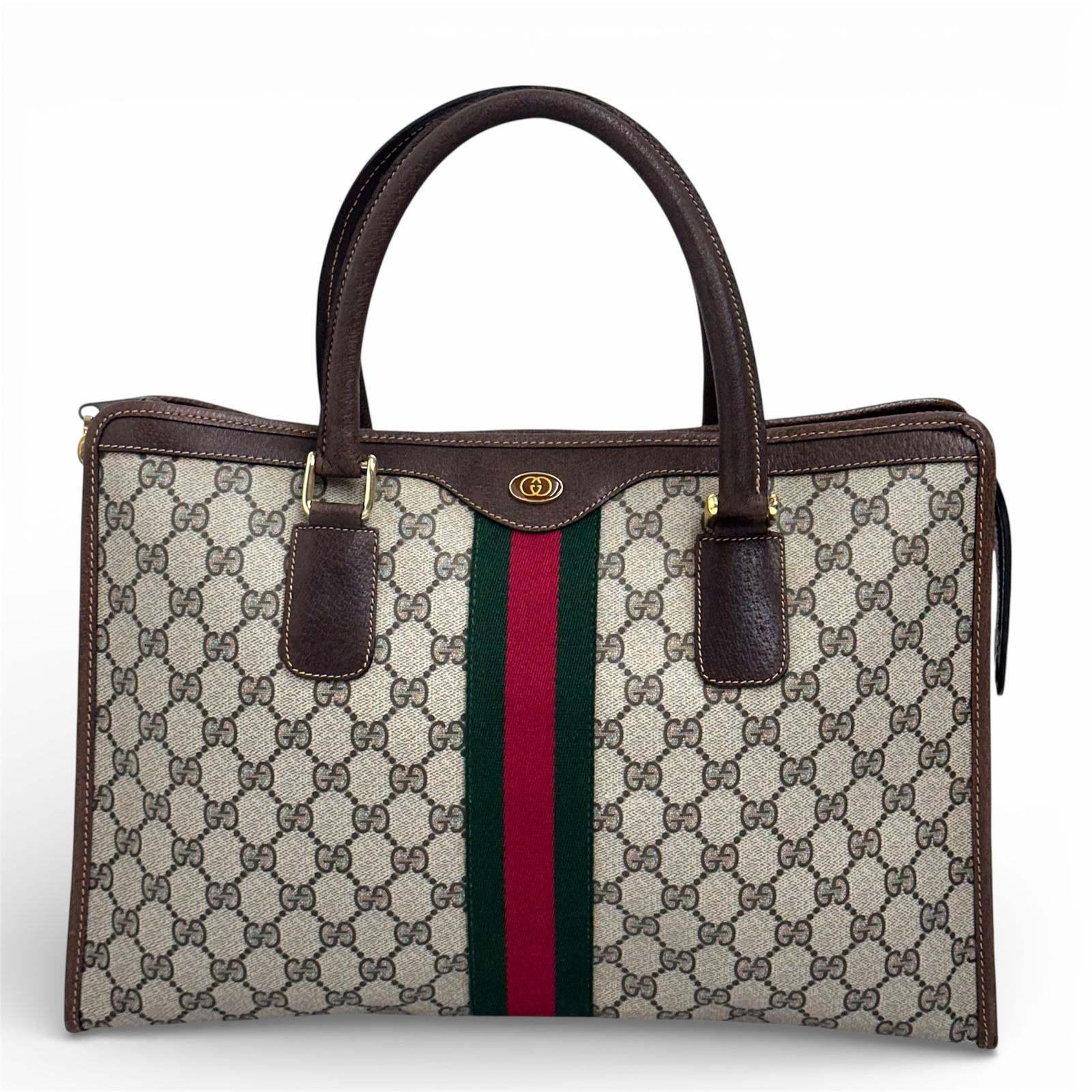 Gucci Borsa a mano GG Supreme con banda Web verde/rossa heritage