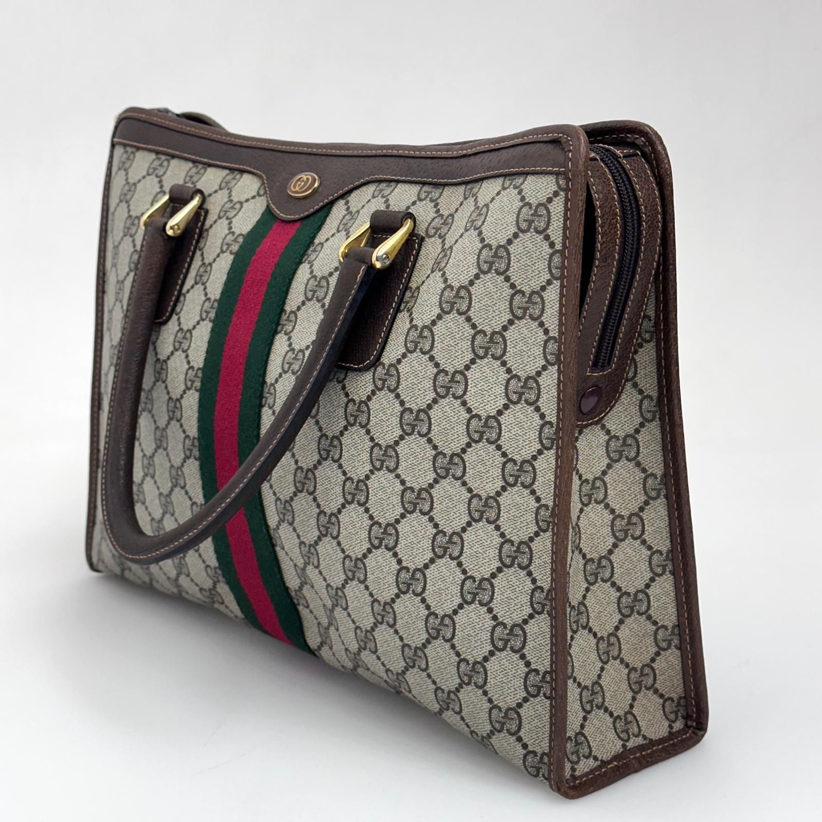 Gucci Borsa a mano GG Supreme con banda Web verde/rossa heritage