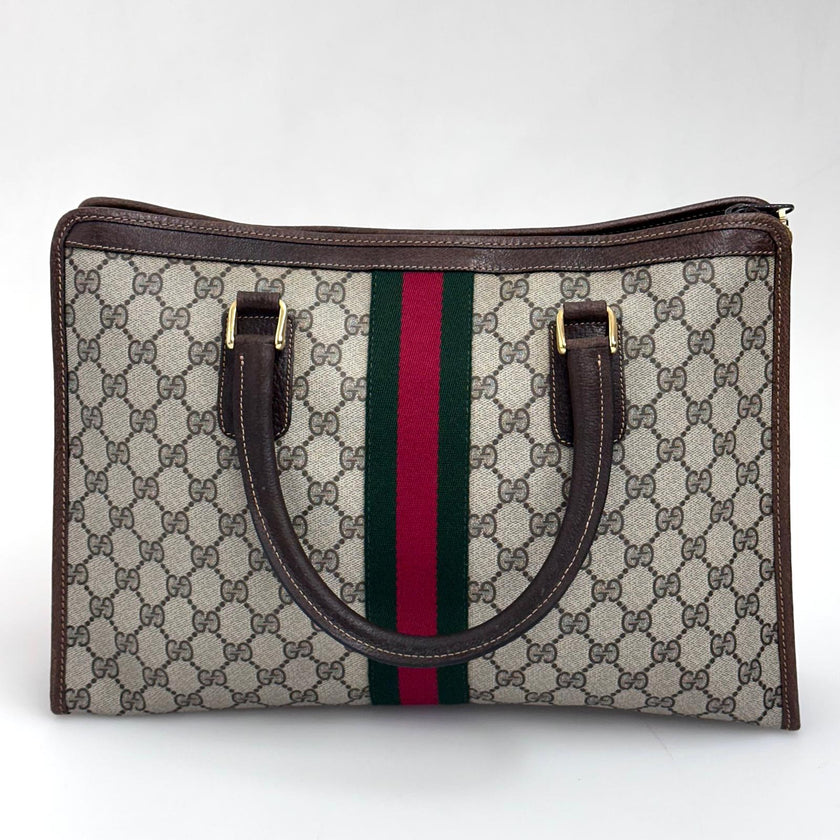 Gucci Borsa a mano GG Supreme con banda Web verde/rossa heritage