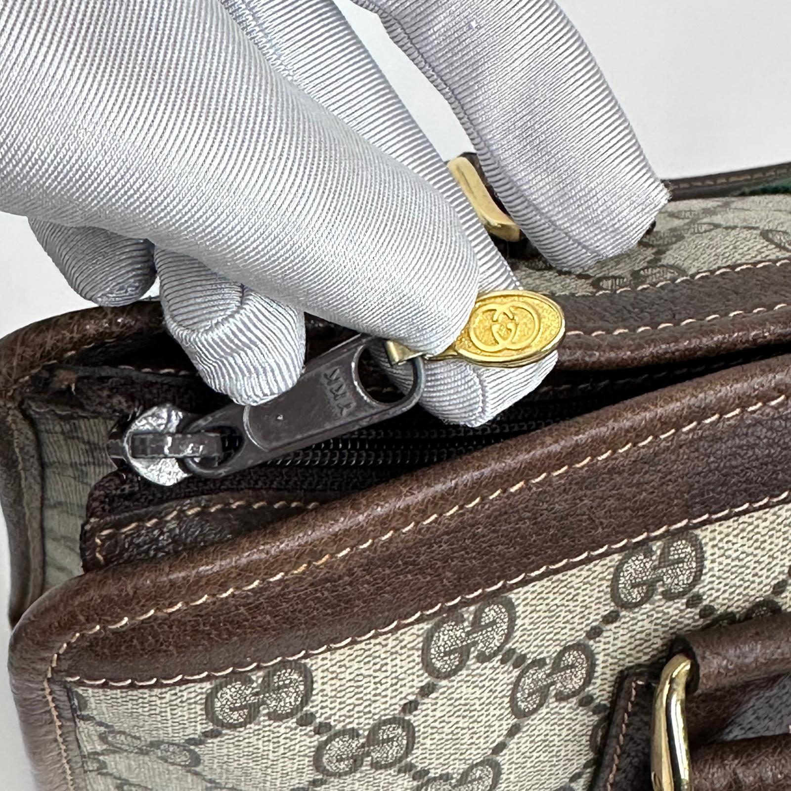 Gucci Borsa a mano GG Supreme con banda Web verde/rossa heritage