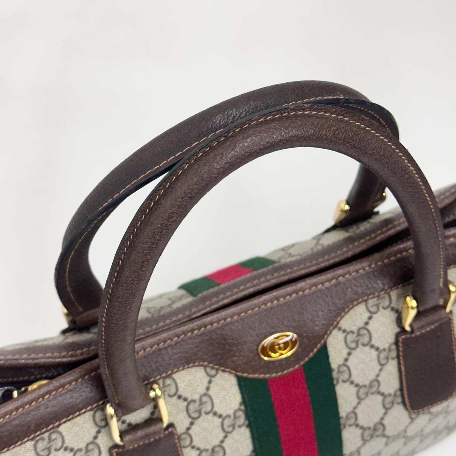 Gucci Borsa a mano GG Supreme con banda Web verde/rossa heritage