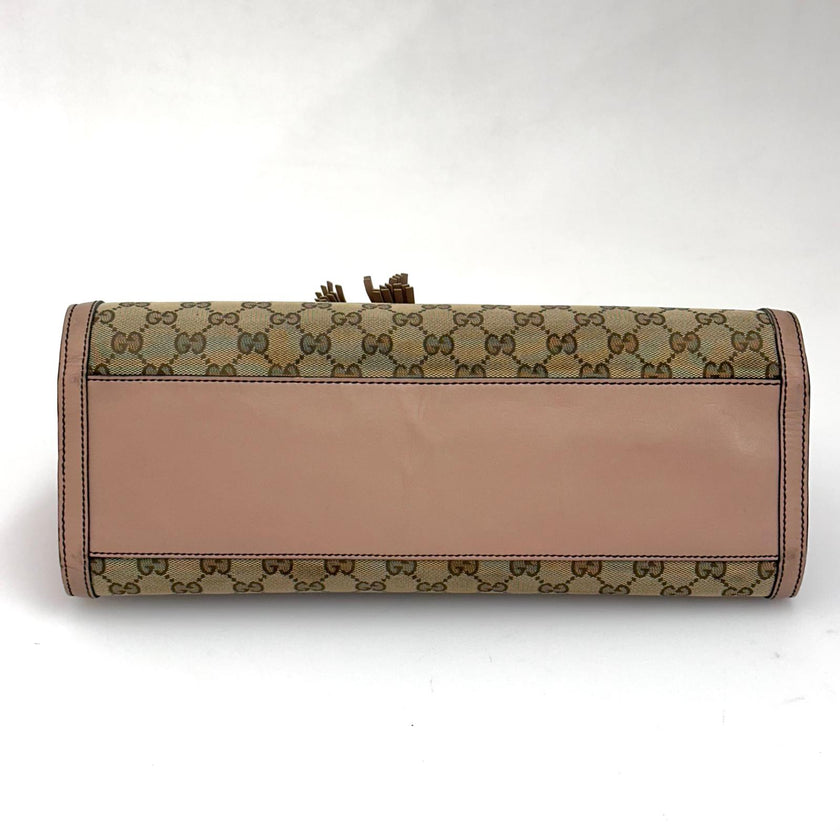 Gucci Borsa a spalla Emily GG Supreme beige rosa cipria con catena