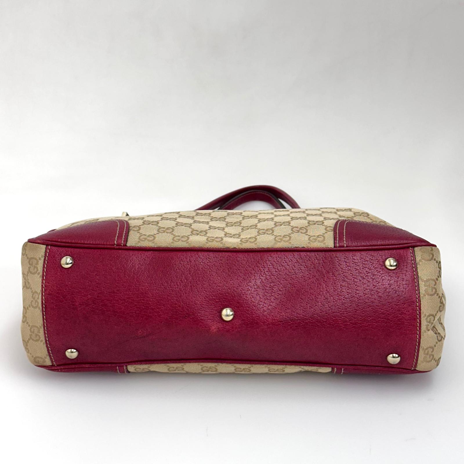 Gucci Borsa a spalla GG Canvas Beige Pelle Rossa