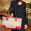 Gucci Borsa a spalla GG Canvas Beige Pelle Rossa