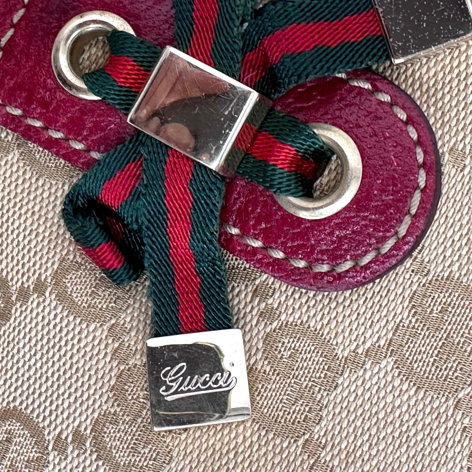 Gucci Borsa a spalla GG Canvas Beige Pelle Rossa