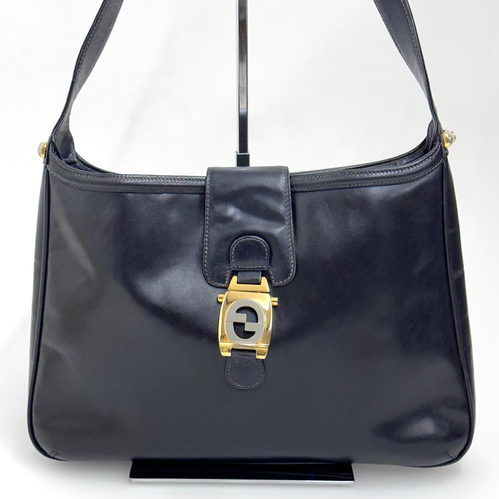 Gucci Borsa a spalla Hobo Horsebit in pelle nera anni ’70