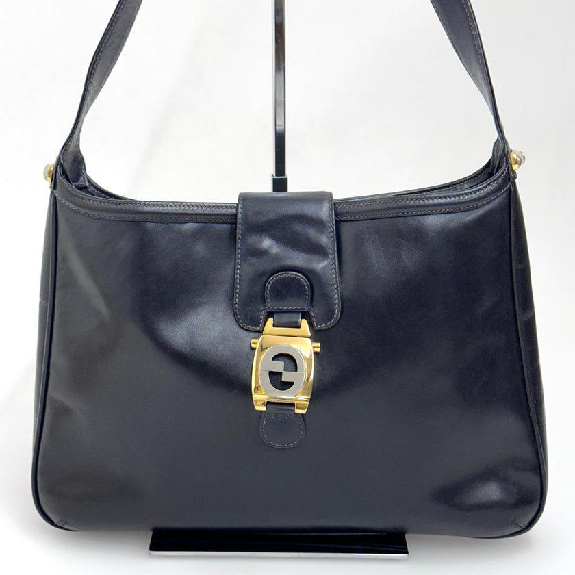 Gucci Borsa a spalla Hobo Horsebit in pelle nera anni ’70