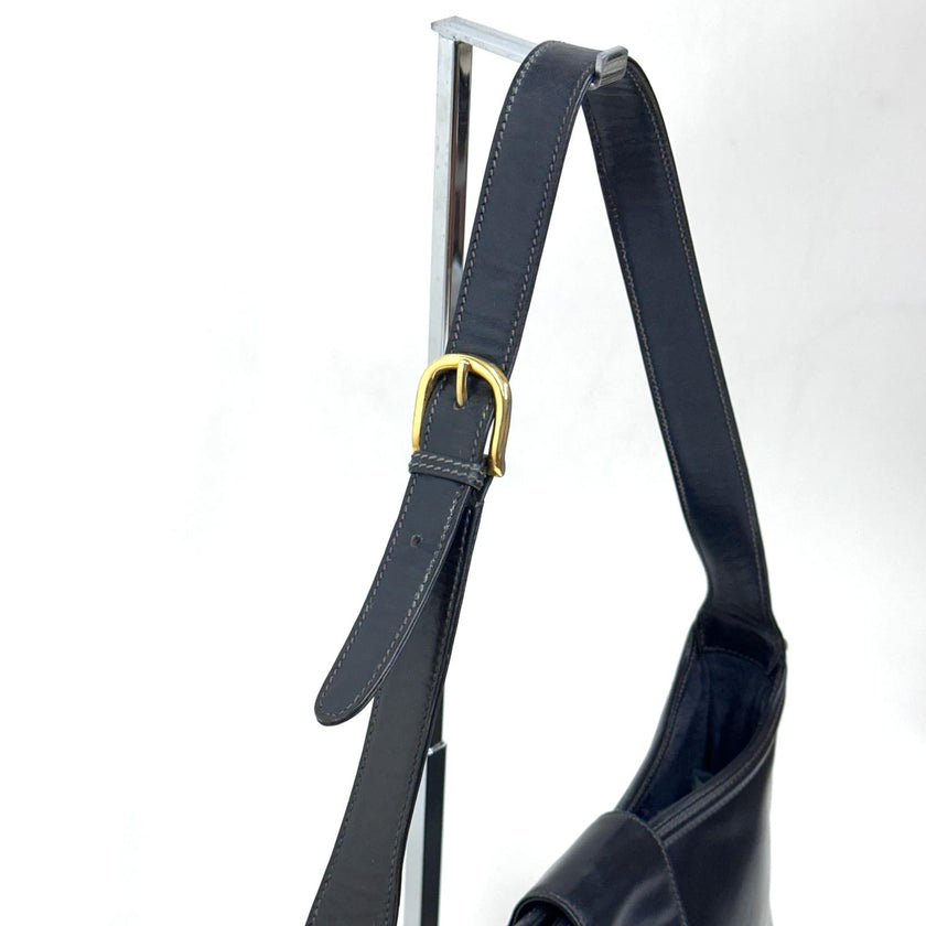 Gucci Borsa a spalla Hobo Horsebit in pelle nera anni ’70