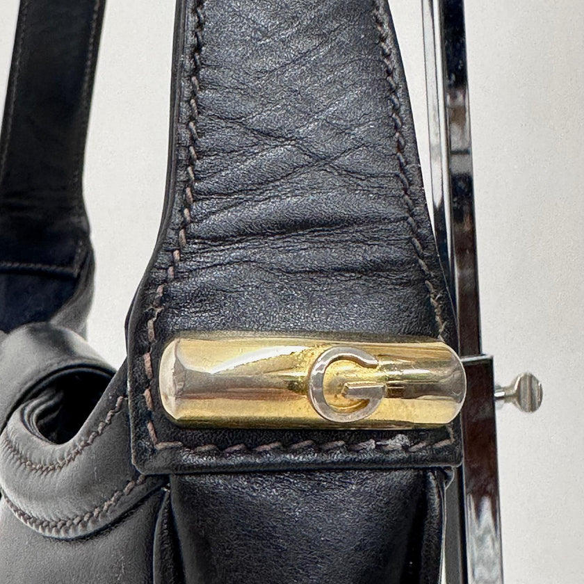 Gucci Borsa a spalla Hobo Horsebit in pelle nera anni ’70