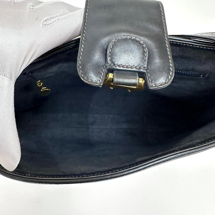 Gucci Borsa a spalla Hobo Horsebit in pelle nera anni ’70