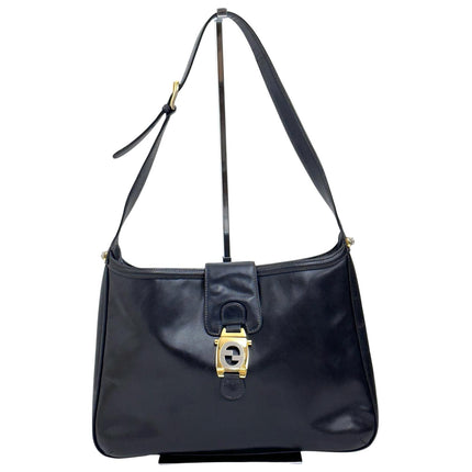 Gucci Borsa a spalla Hobo Horsebit in pelle nera anni ’70
