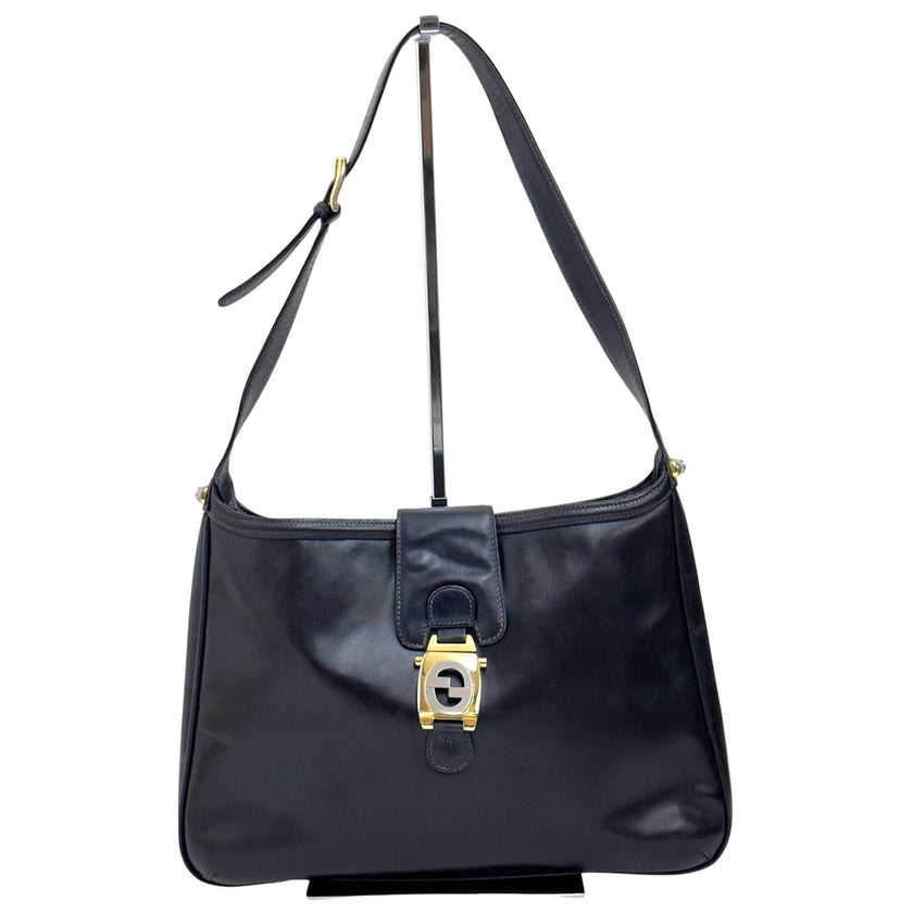 Gucci Borsa a spalla Hobo Horsebit in pelle nera anni ’70