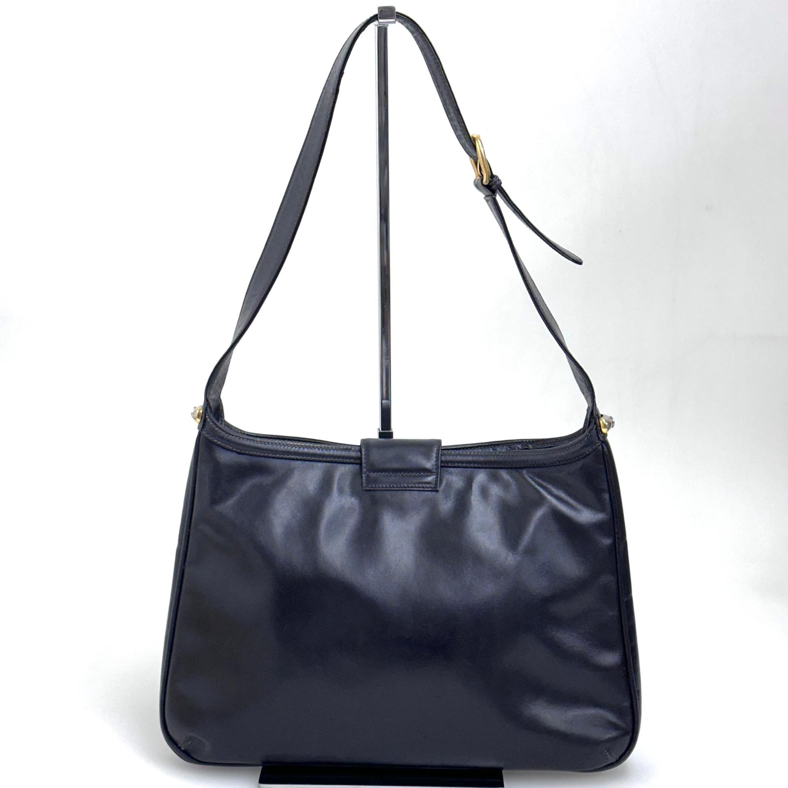 Gucci Borsa a spalla Hobo Horsebit in pelle nera anni ’70
