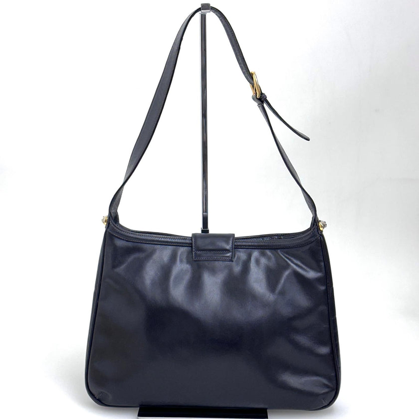 Gucci Borsa a spalla Hobo Horsebit in pelle nera anni ’70