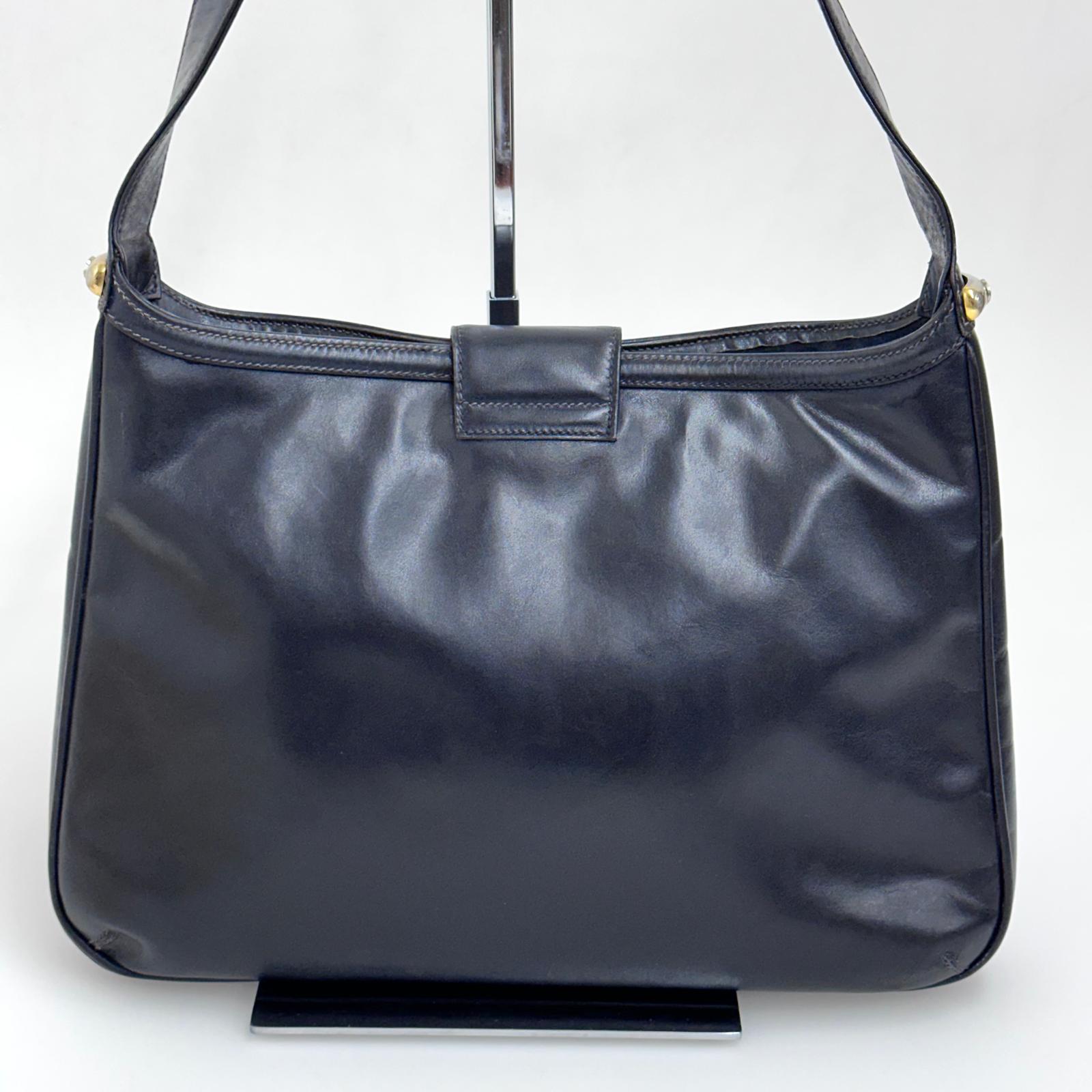 Gucci Borsa a spalla Hobo Horsebit in pelle nera anni ’70