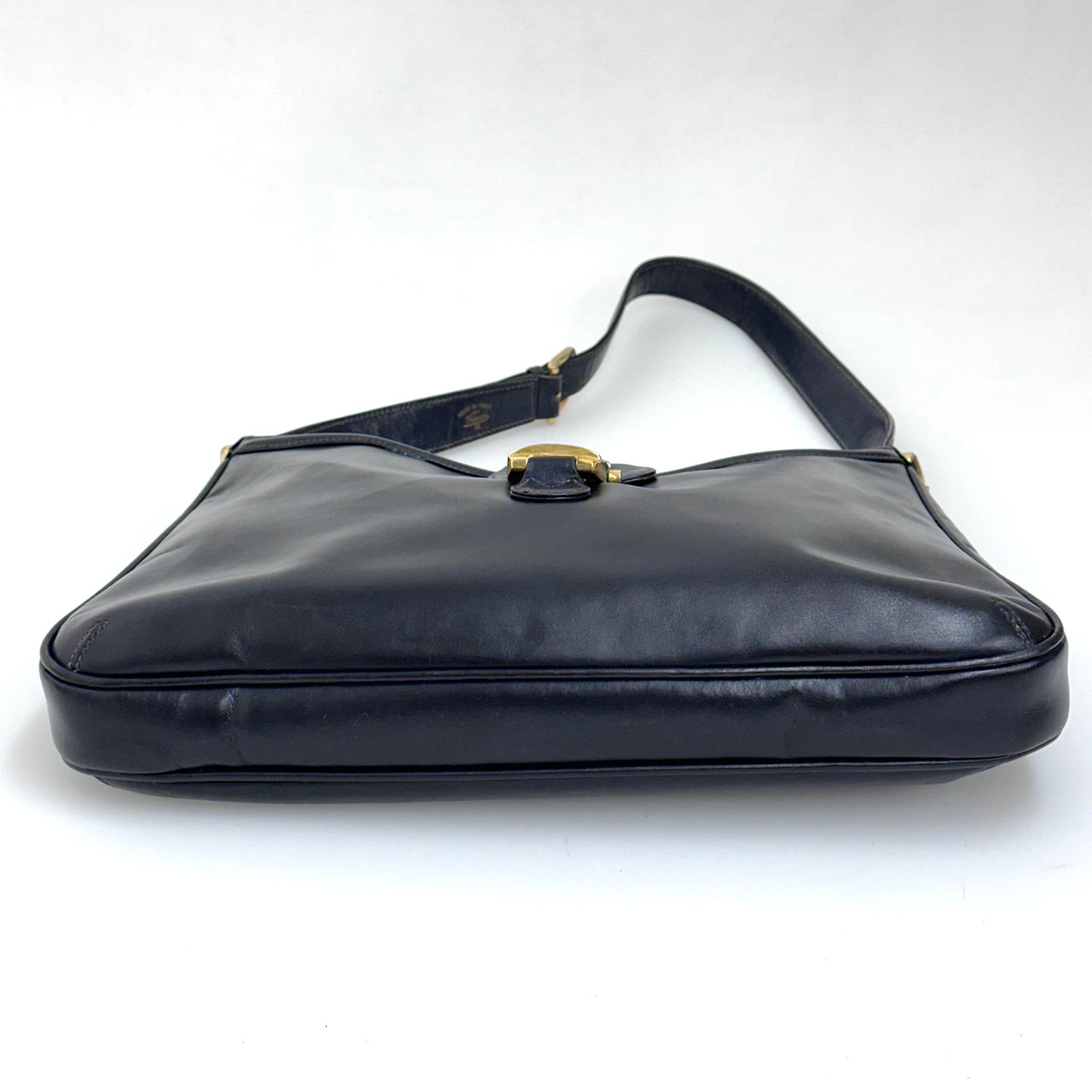 Gucci Borsa a spalla Hobo Horsebit in pelle nera anni ’70