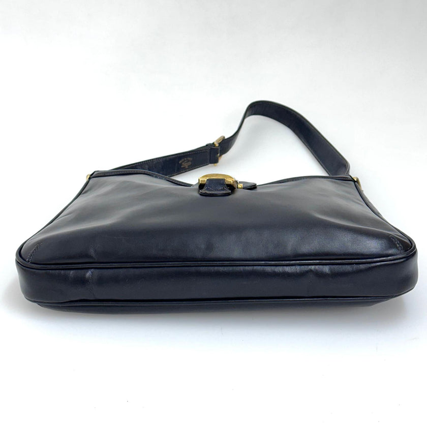 Gucci Borsa a spalla Hobo Horsebit in pelle nera anni ’70