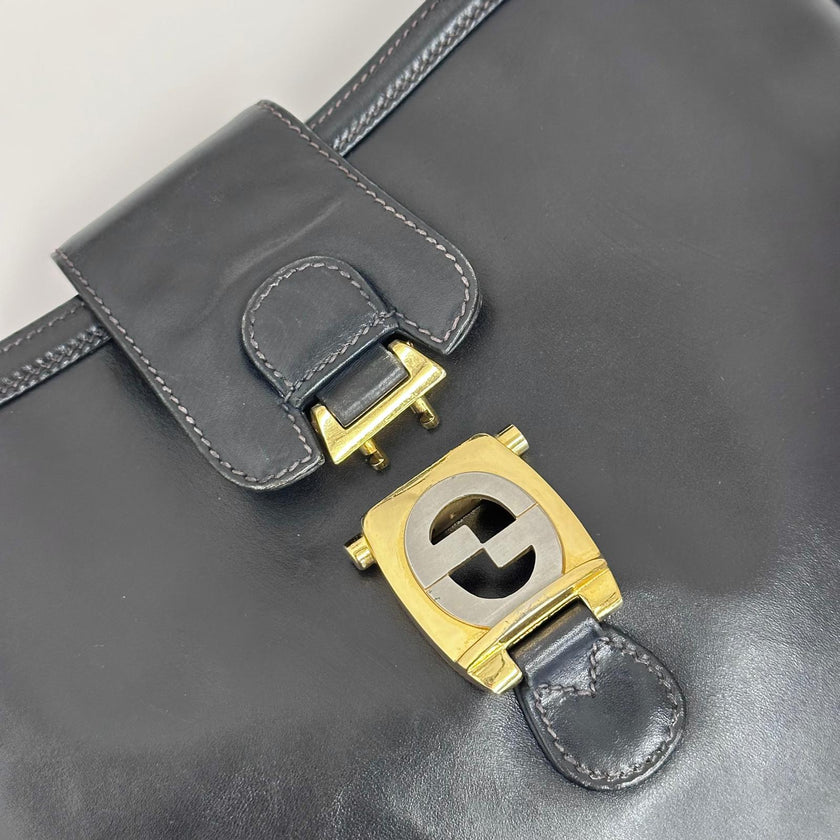 Gucci Borsa a spalla Hobo Horsebit in pelle nera anni ’70