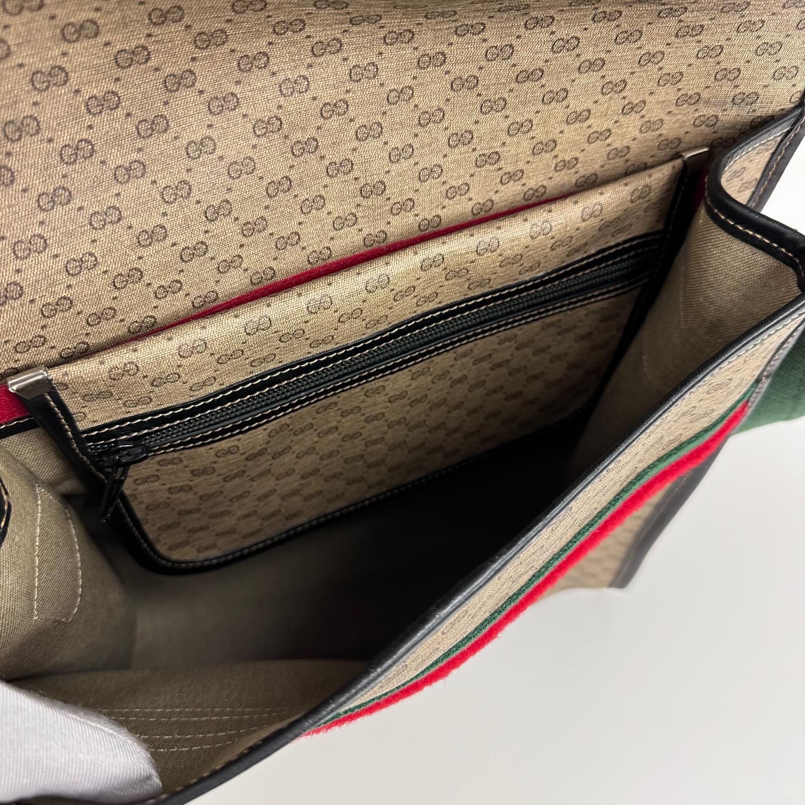 Gucci Borsa a spalla Monogram GG Plus con Web Stripe