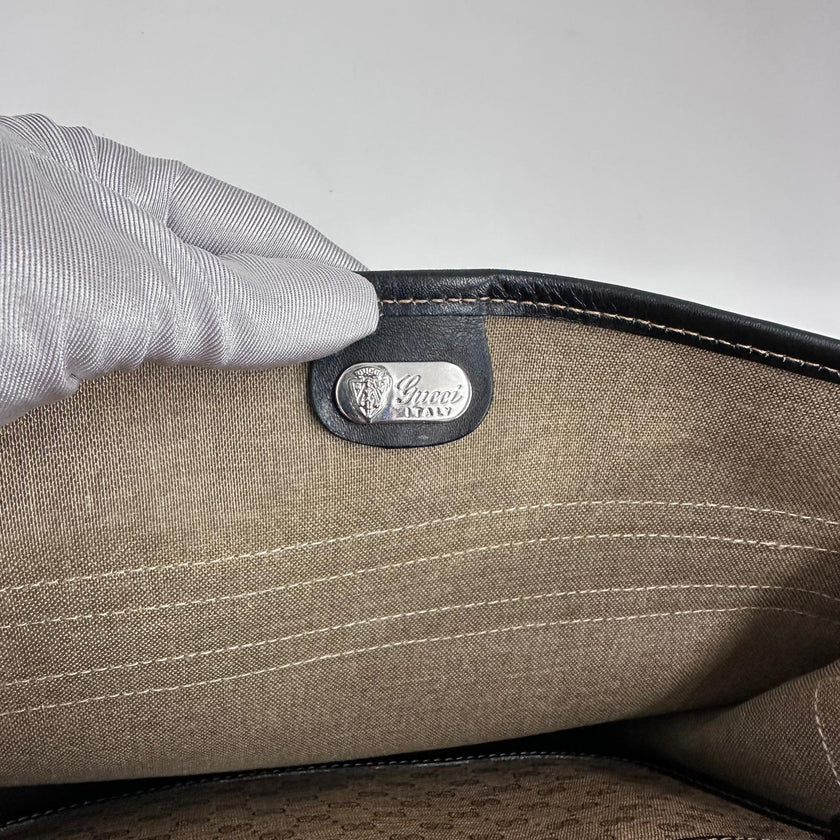 Gucci Borsa a spalla Monogram GG Plus con Web Stripe