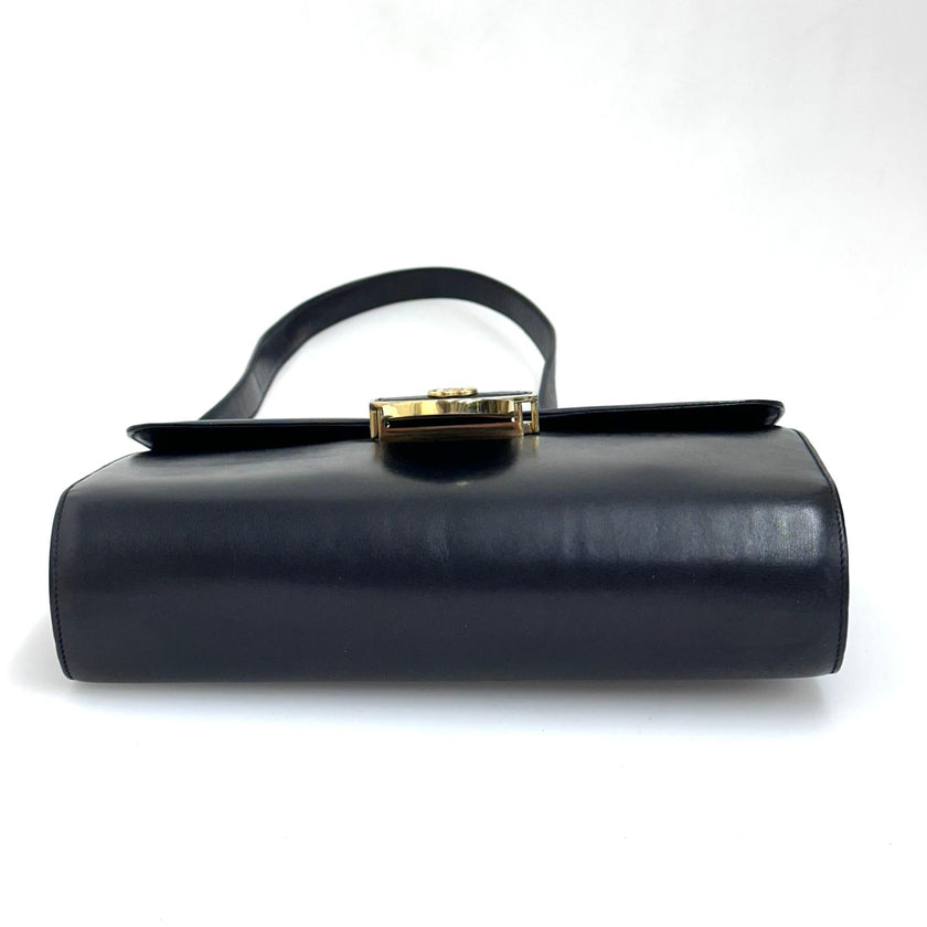 Gucci Borsa a spalla Sylvie vintage in pelle nera con nastro Web